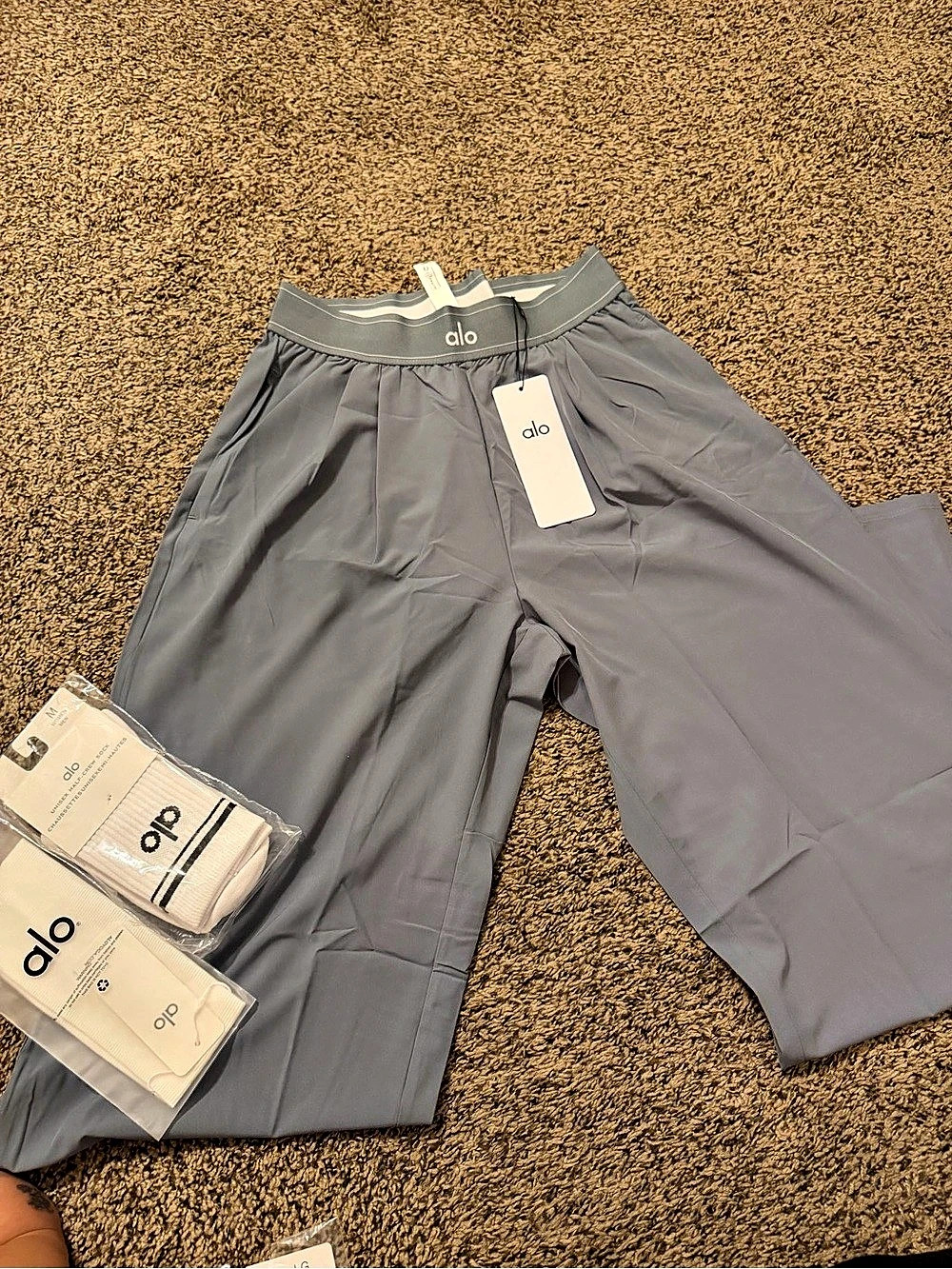 alo Women's Gray Wide-Leg Track Pants NWT